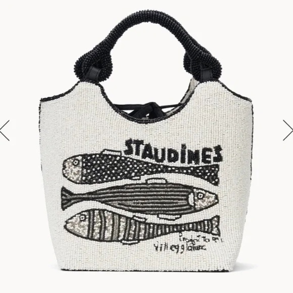 New Staudines Staud top handle beaded sardine bag